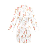 Chihuahua bone paw pattern Women's Long Sleeve Belted Night Robe