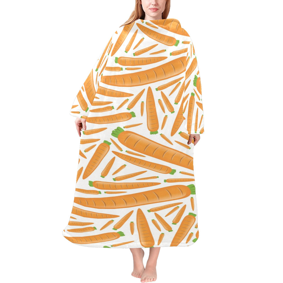 Carrot Pattern Print Design 02 Blanket Robe with Sleeves