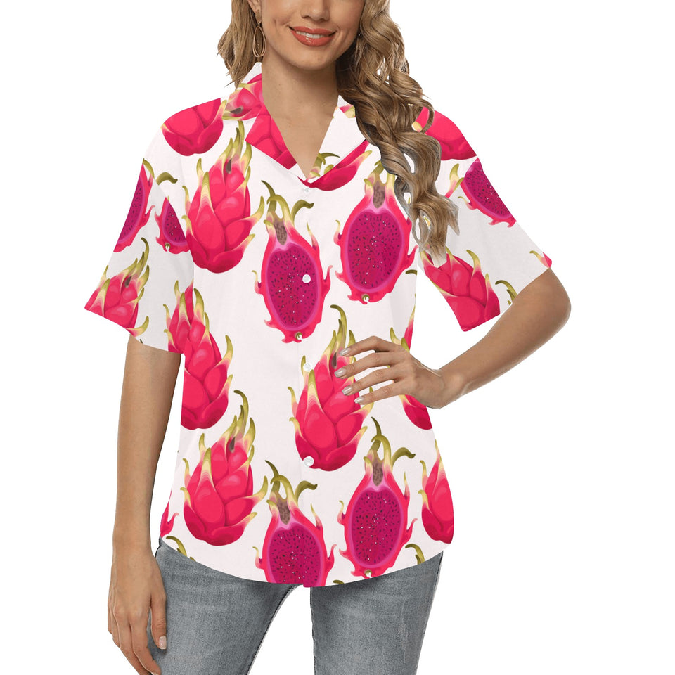 dragon fruits design pattern Women's All Over Print Hawaiian Shirt