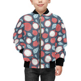 dragon fruits dark blue background Kids' Boys' Girls' Bomber Jacket