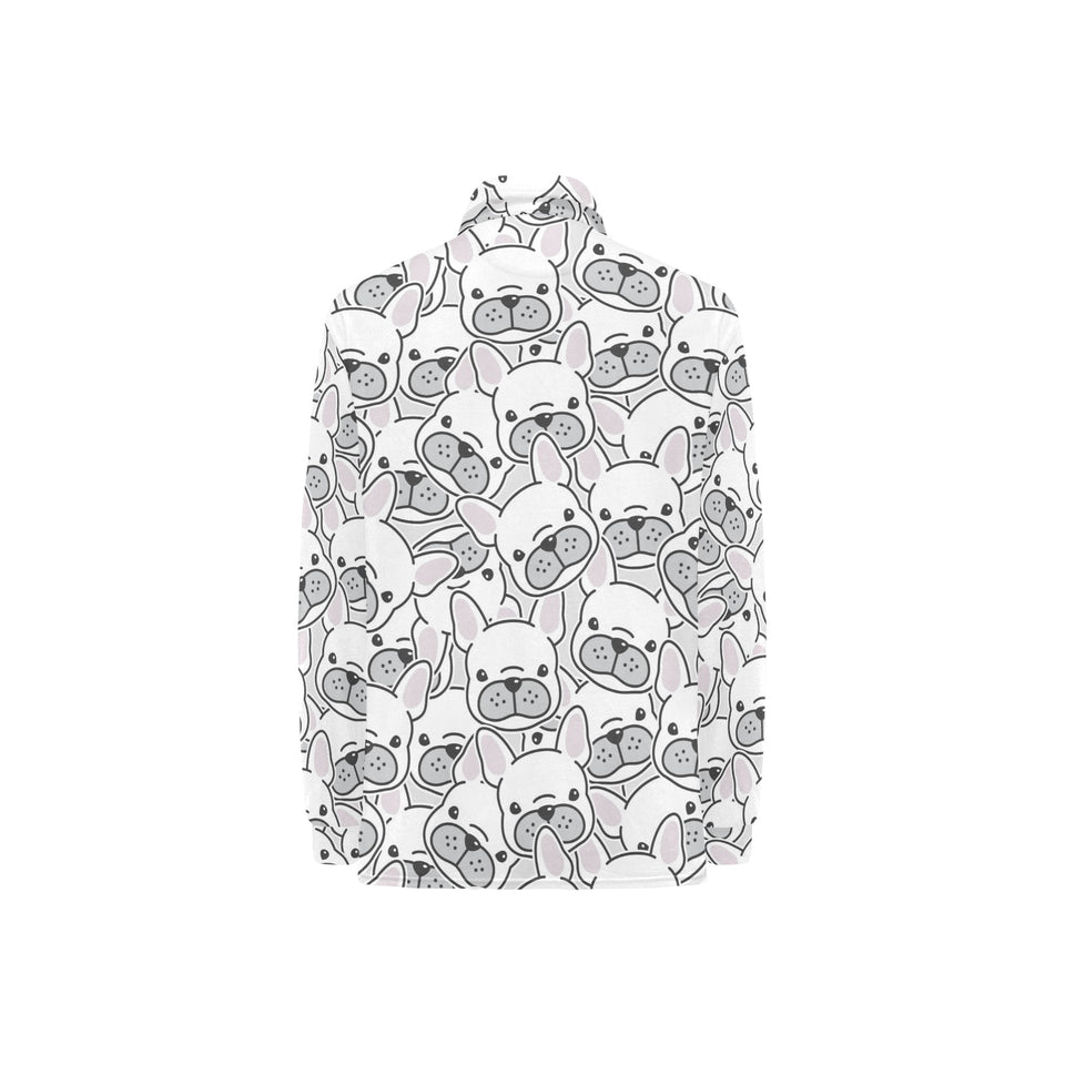 Cute french bulldog head pattern Women's Long Sleeve Polo Shirt