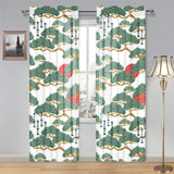 Bonsai red sun japanese pattern Gauze Curtain