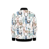 lama Alpaca cactus hand drawn pattern Kids' Boys' Girls' Bomber Jacket