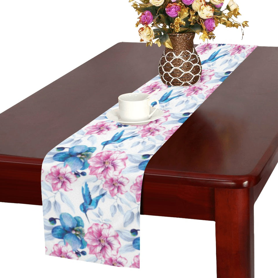 Hummingbird Pattern Print Design 02 Table Runner
