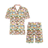 Sun Glasses Pattern Print Design 02 Men's V-Neck Short Pajama Set