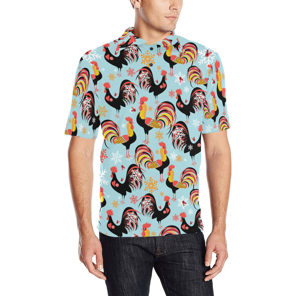 Rooster chicken cock snowfalke Men's All Over Print Polo Shirt