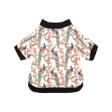 Peacock tropical flower pattern All Over Print Pet Dog Round Neck Fuzzy Shirt