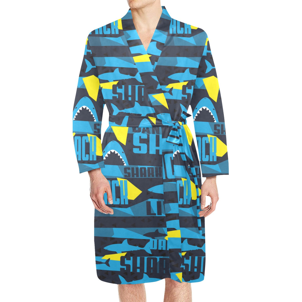 Shark dangerous Men's Long Sleeve Belted Night Robe