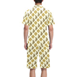 Lion Pattern Print Design 02 Men's V-Neck Short Pajama Set