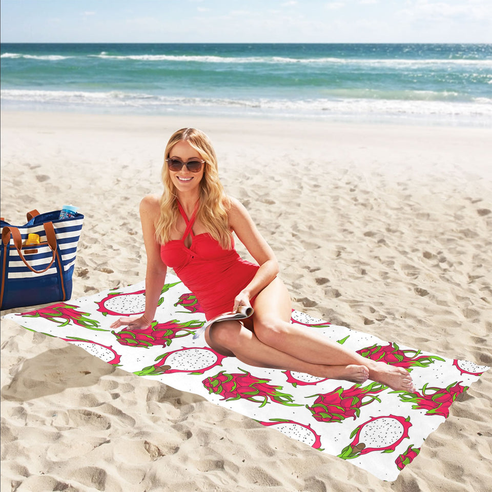 dragon fruits white background Beach Towel