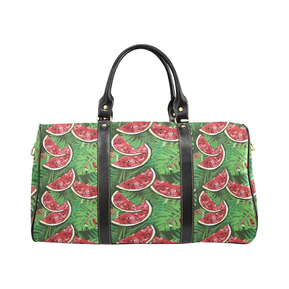 Watermelons tropical palm leaves pattern backgroun Travel Bag