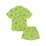 Slices of Lime design pattern Kids' Boys' Girls' V-Neck Short Pajama Set