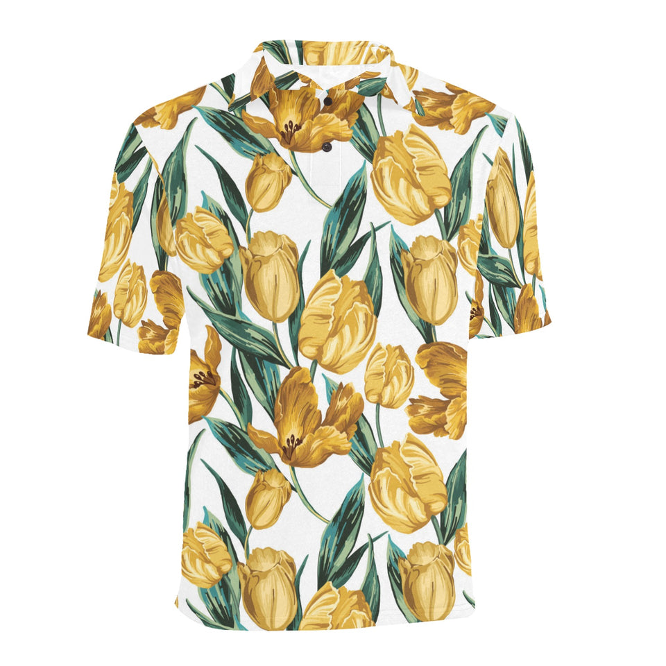 yellow tulips pattern Men's All Over Print Polo Shirt
