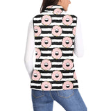 Donuts pink icing striped pattern Women's Padded Vest