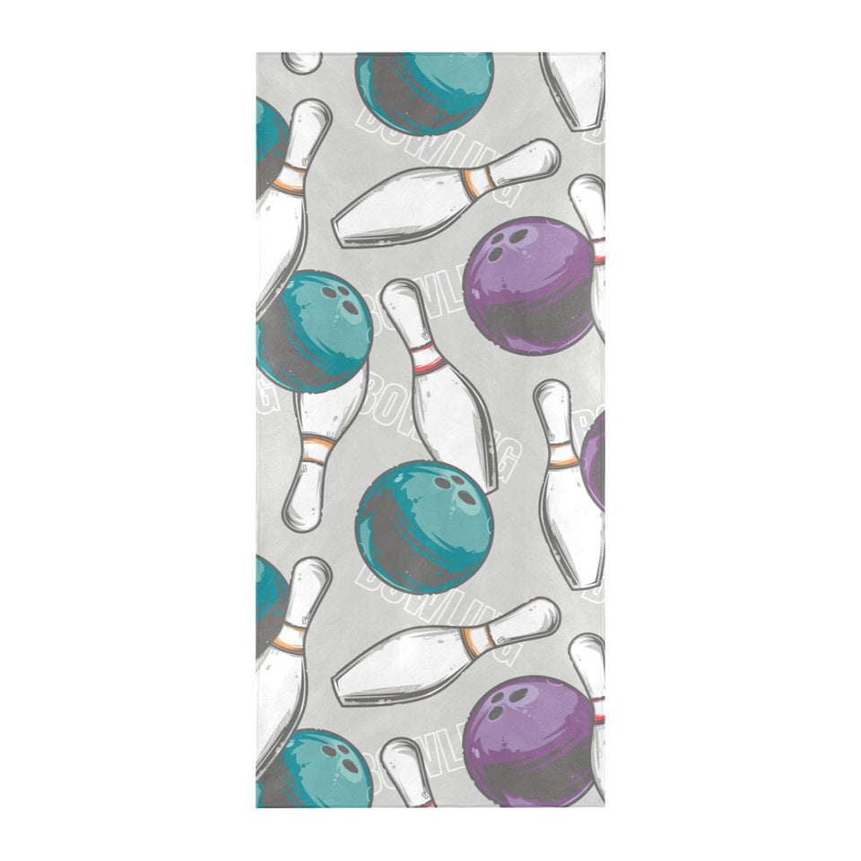 Bowling ball and pin gray background Beach Towel