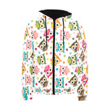 Color cute owl pattern Men's Padded Hooded Jacket