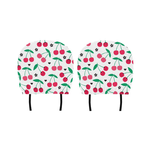 cherry pattern white background Car Headrest Cover