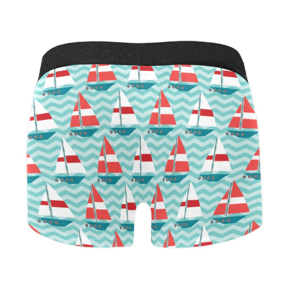 Red White sailboat wave background Men's All Over Print Boxer Briefs Men's Underwear