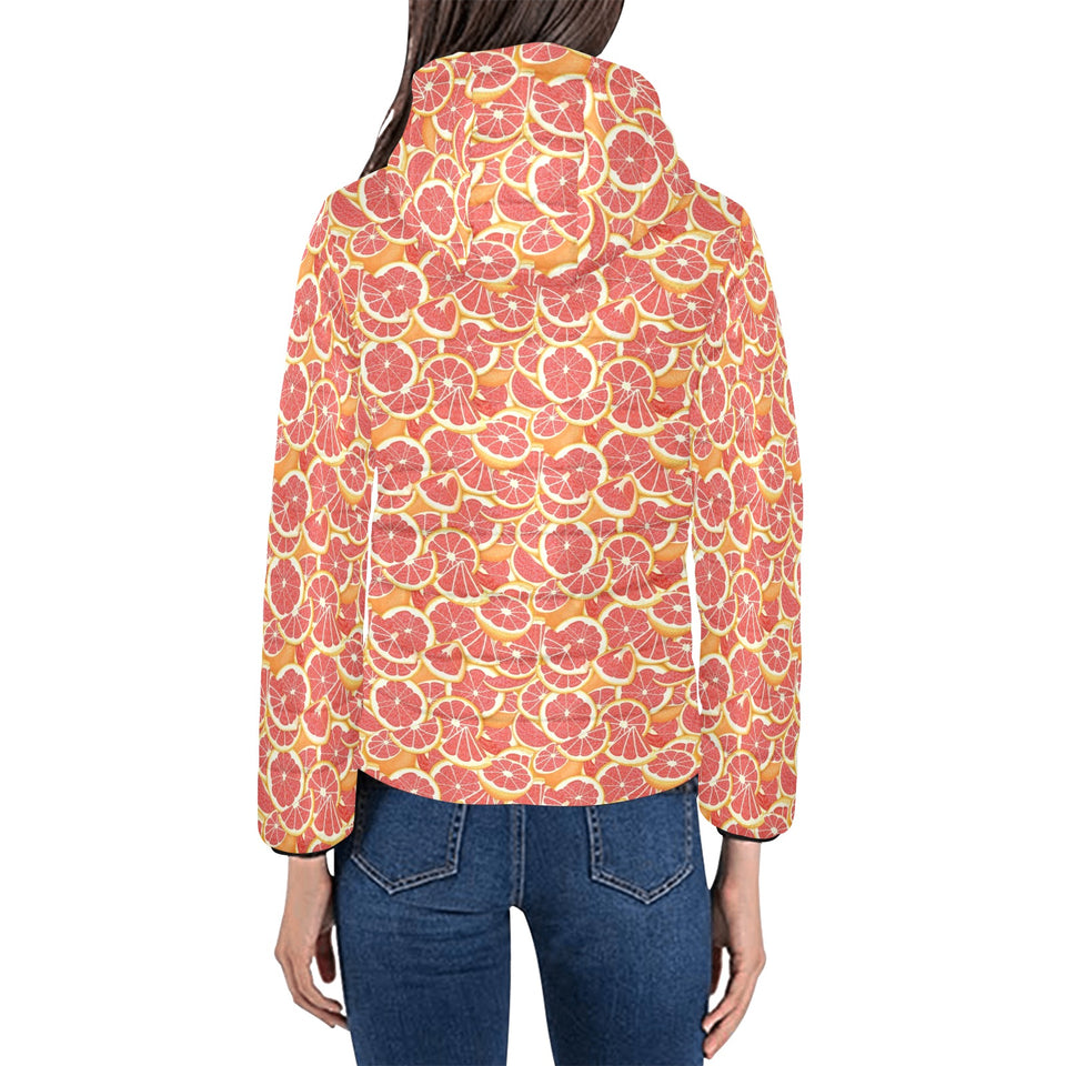 Tropical grapefruit pattern Women's Padded Hooded Jacket