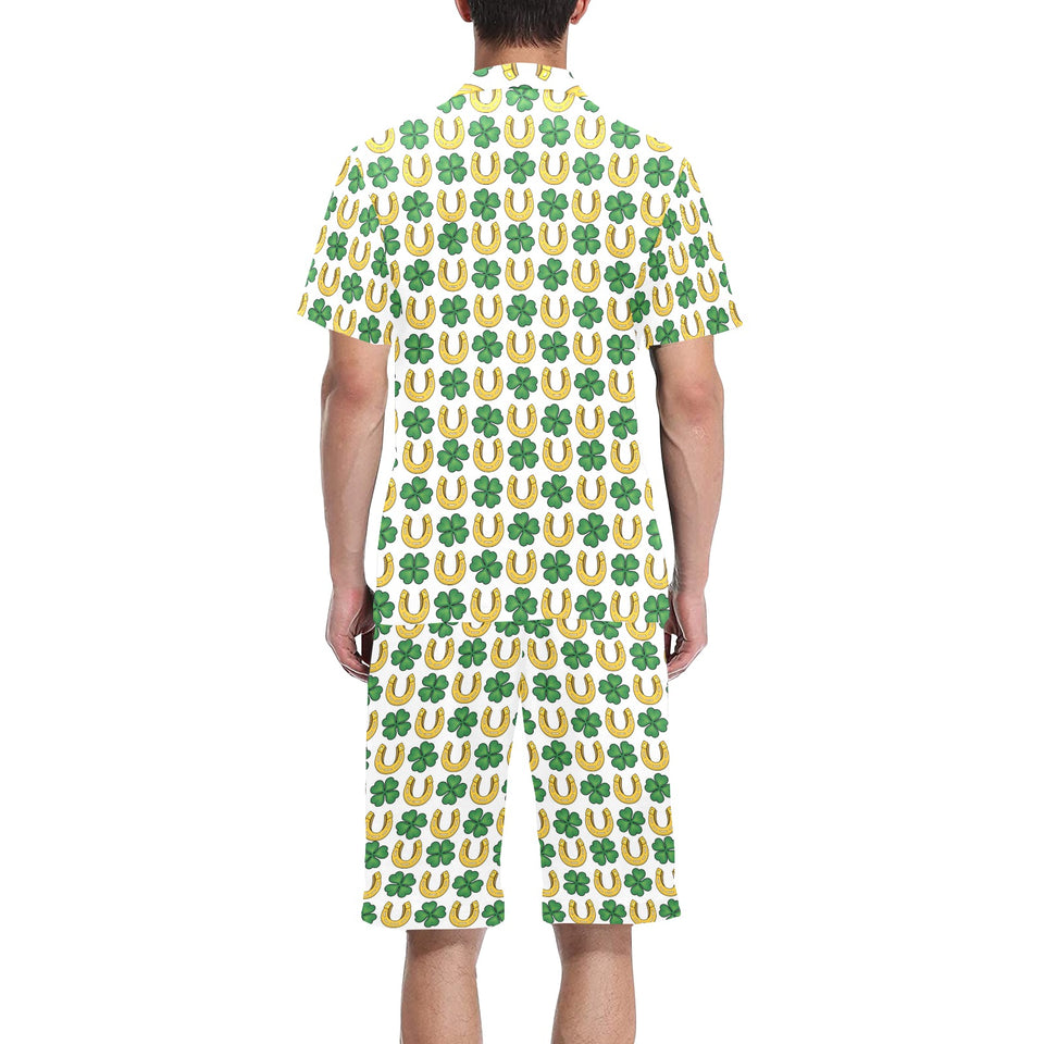 Horseshoes Pattern Print Design 04 Men's V-Neck Short Pajama Set
