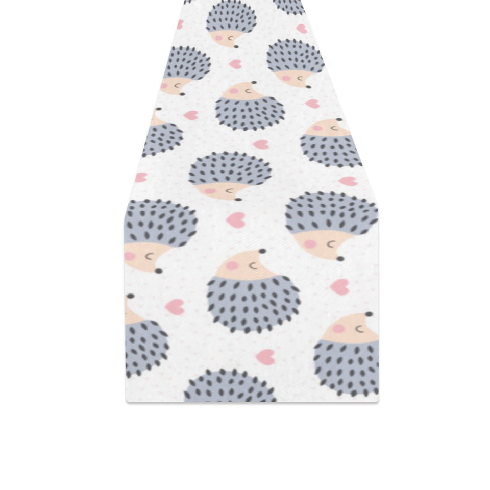 Hedgehog Pattern Print Design 04 Table Runner