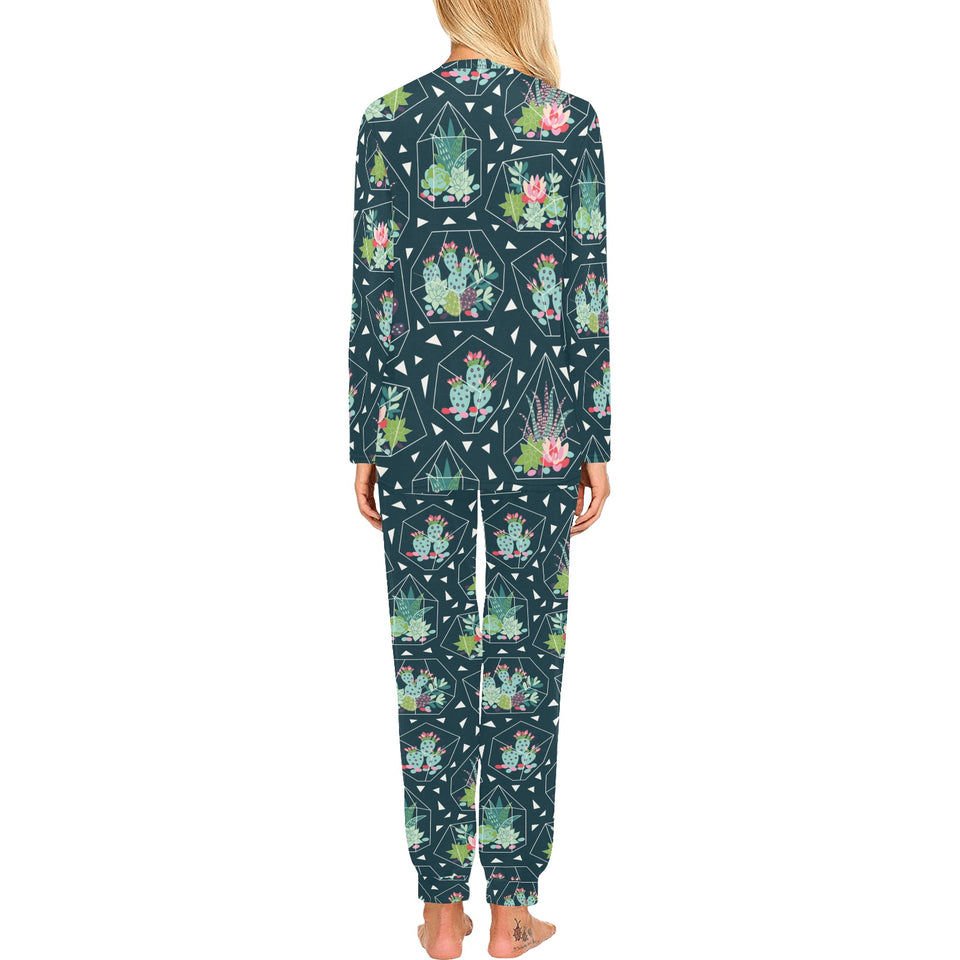 Cactus glass terrarium pattern Women's All Over Print Pajama Set