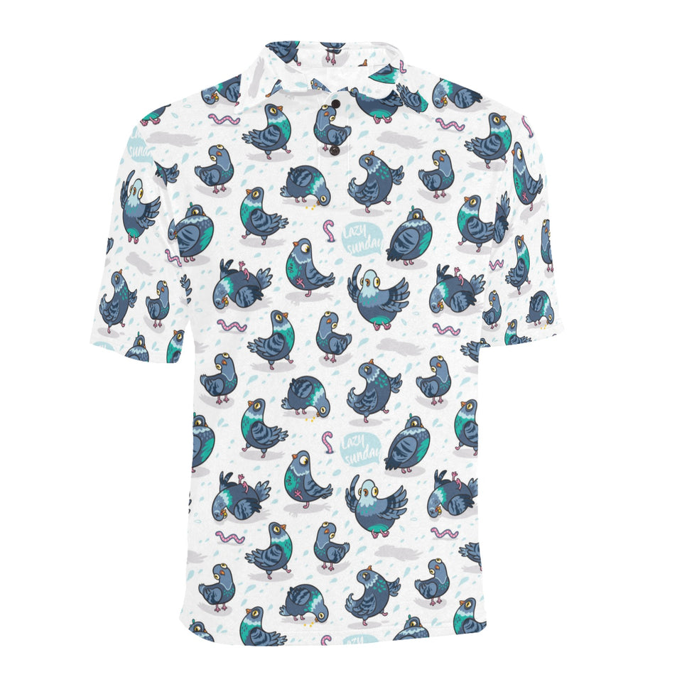 Pigeon Pattern Print Design 02 Men's All Over Print Polo Shirt