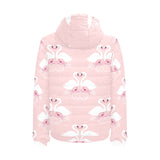 White swan and flower love pattern Men's Padded Hooded Jacket