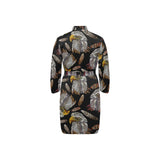 Eagle Pattern Print Design 05 Men's Long Sleeve Belted Night Robe