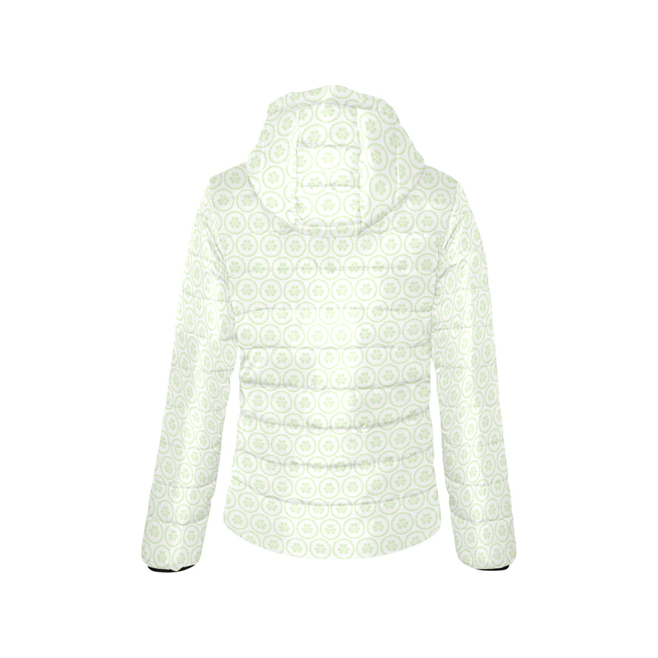 Cucumber pattern background Women's Padded Hooded Jacket