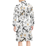 Anchors Rudders pattern Men's Long Sleeve Belted Night Robe