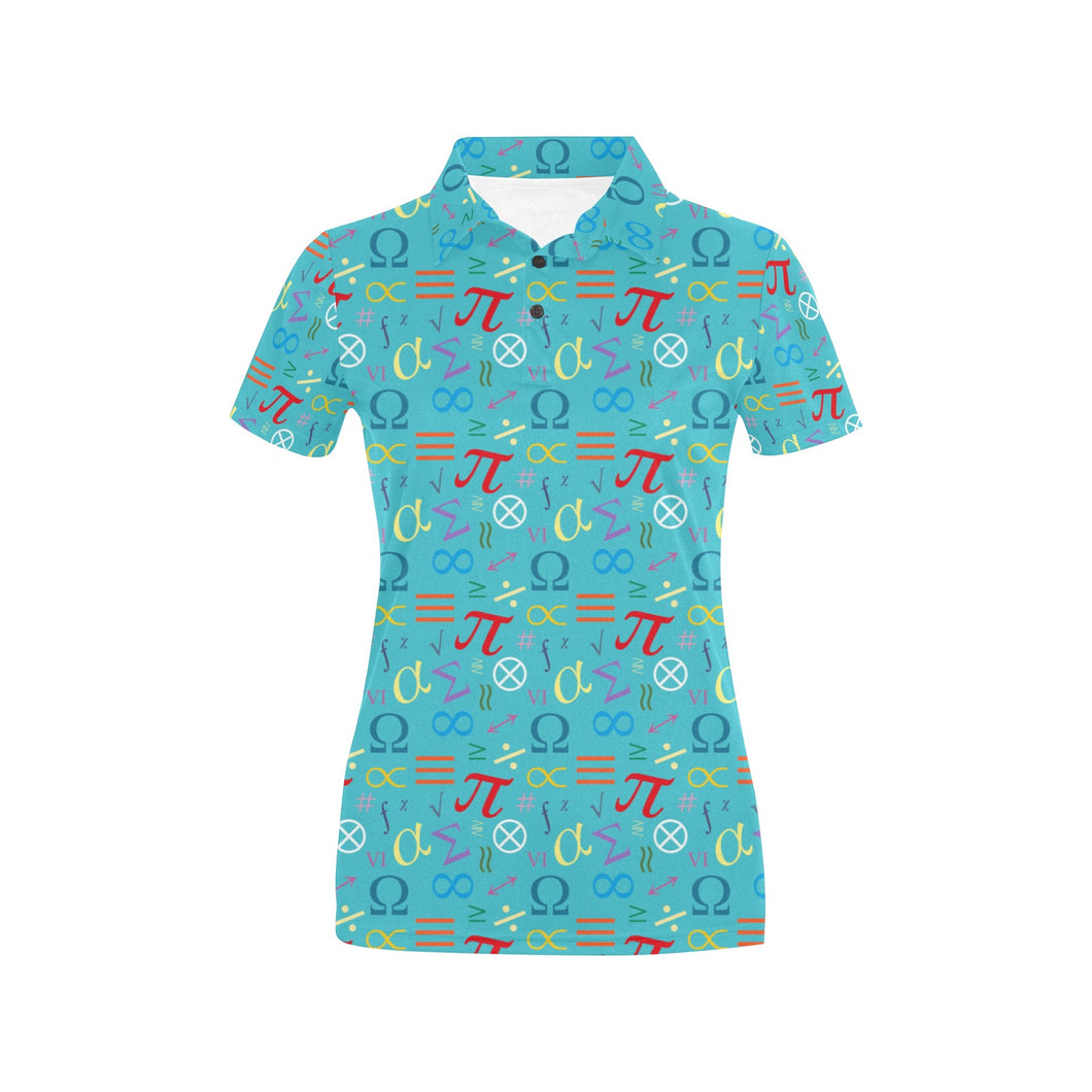 Math Pattern Print Design 02 Women's All Over Print Polo Shirt