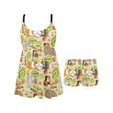 Guinea Pig Pattern Print Design 04 Chest Sexy Pleated Two Piece Swim Dress