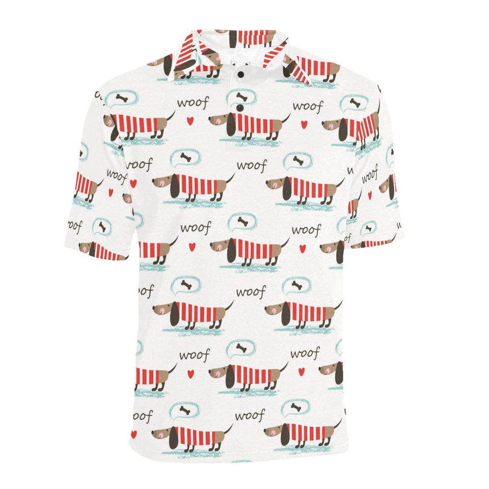 Cute dachshund bone pattern Men's All Over Print Polo Shirt