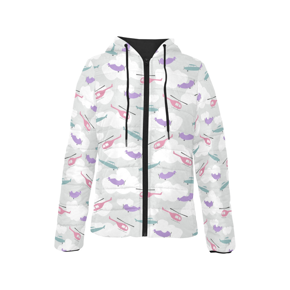 Helicopter plane pattern Women's Padded Hooded Jacket