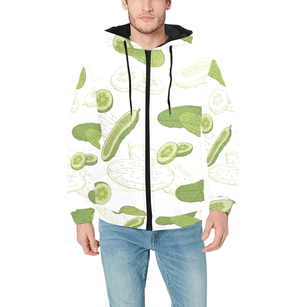 Cucumber sketch pattern Men's Padded Hooded Jacket