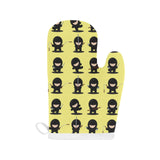 Cute ninja yellow background Heat Resistant Oven Mitts