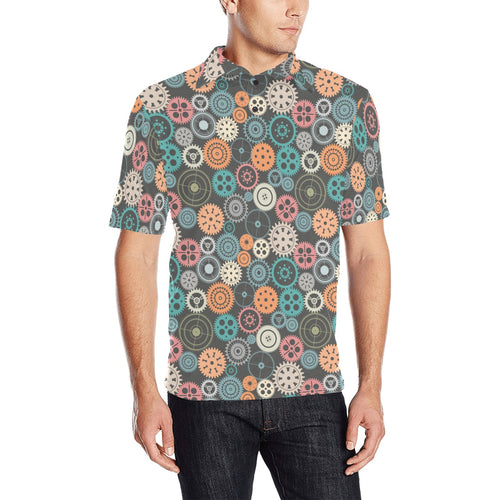 Gear Pattern Print Design 05 Men's All Over Print Polo Shirt