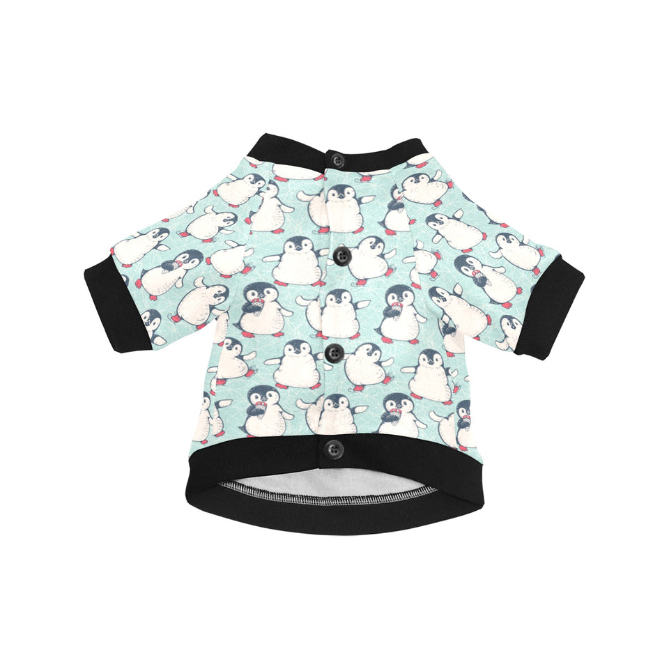 Cute Penguin pattern All Over Print Pet Dog Round Neck Fuzzy Shirt