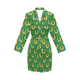 Horseshoes Pattern Print Design 05 Women's Long Sleeve Belted Night Robe