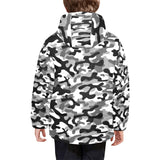 Black white camouflage pattern Kids' Boys' Girls' Padded Hooded Jacket
