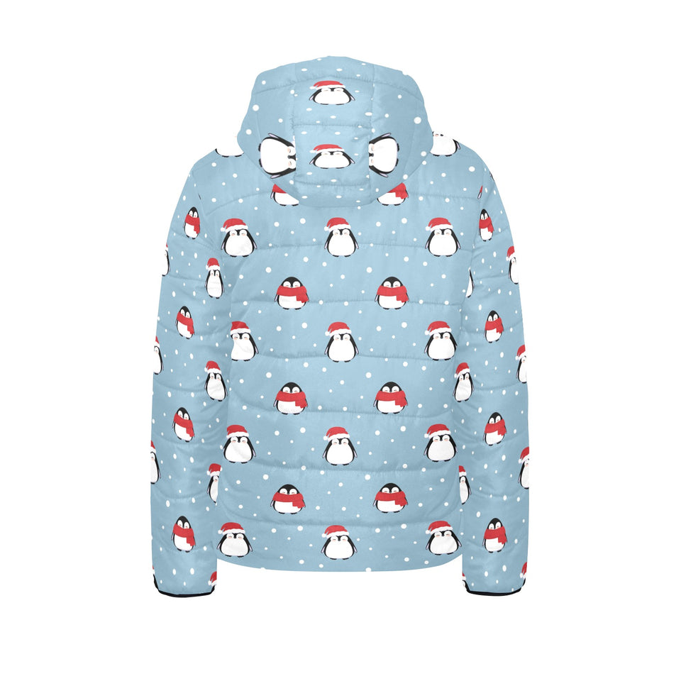 Cute penguin christmas snow pattern Kids' Boys' Girls' Padded Hooded Jacket