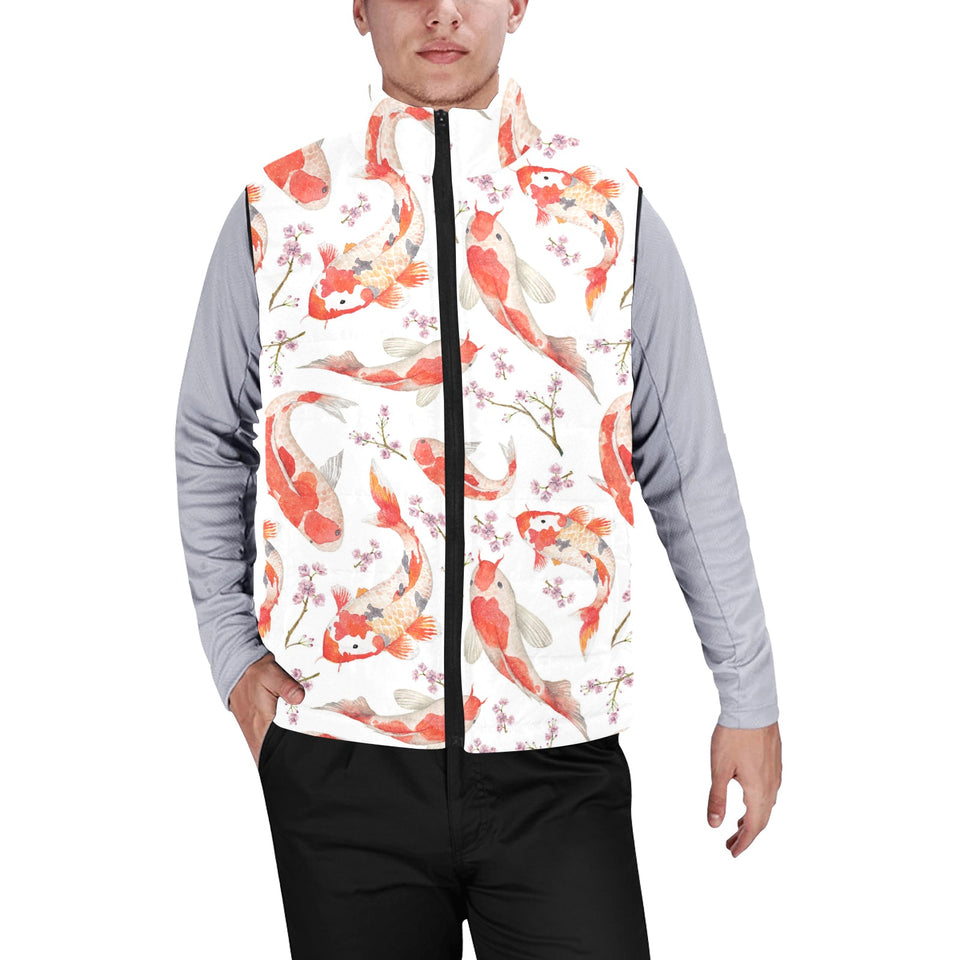 Watercolor Koi Fish Carp Fish pattern Men's Padded Vest