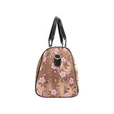 Pink sakura cherry blossom drak brown background Travel Bag