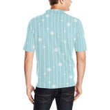 Snowflake pattern blue stripe background Men's All Over Print Polo Shirt
