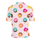 Donut pattern glaze pink background Men's All Over Print Polo Shirt