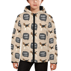 Beagle pattern Kids' Boys' Girls' Padded Hooded Jacket