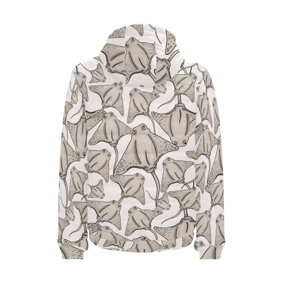 Stingray Pattern Print Design 05 Men's Padded Hooded Jacket
