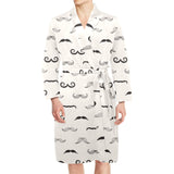 Mustache Beard Pattern Print Design 05 Men's Long Sleeve Belted Night Robe