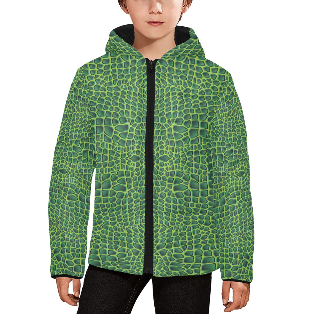 Crocodile Skin Printed Kids' Boys' Girls' Padded Hooded Jacket